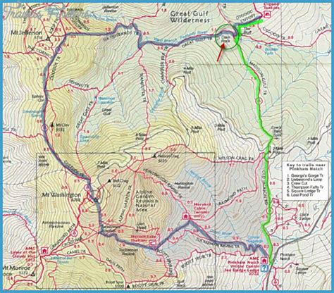 Mount Washington Hiking Trails Map - TravelsFinders.Com