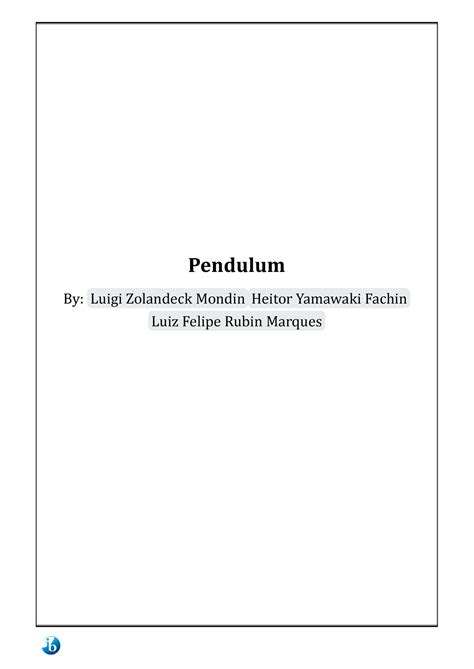 Lab Report - Pendulum - physics experiment - Pendulum By: Luigi ...