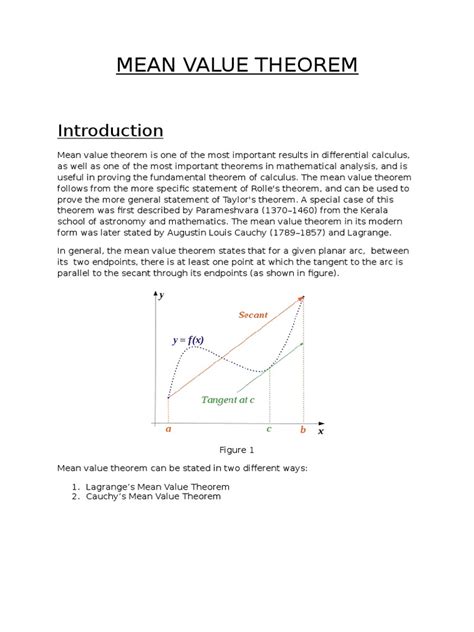 Mean Value Theorem | PDF | Teaching Mathematics | Mathematical Analysis