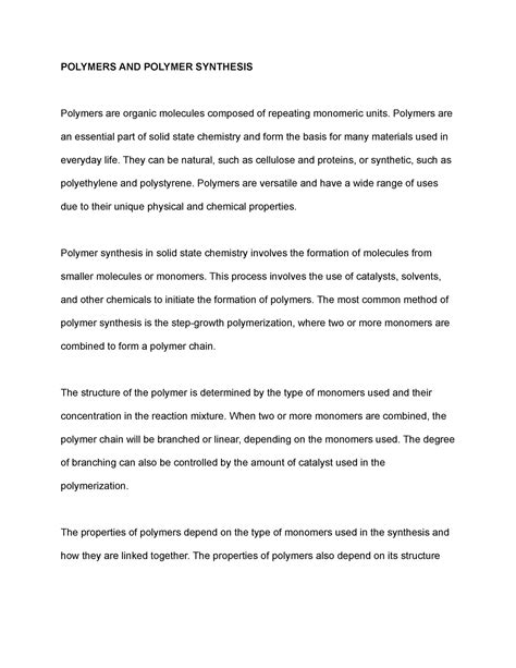 Polymers and Polymer Synthesis - POLYMERS AND POLYMER SYNTHESIS ...