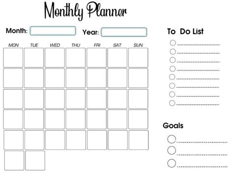 Free Printable Monthly Planner Templates - CalendarKart