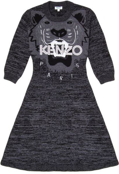 Kenzo Black Tiger Knit Dress in Black