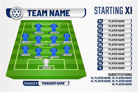 Football graphic for soccer starting lineup squad, Football starting XI ...