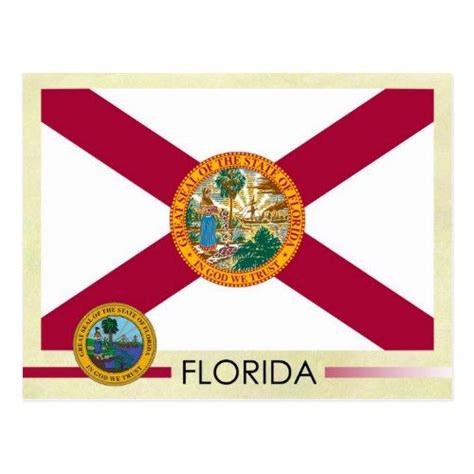 Florida State Flag and Seal Postcard | Zazzle | Florida state flag ...