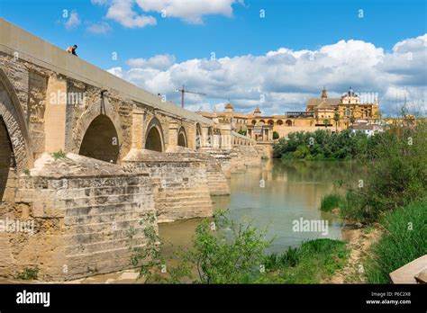 Rio Guadalquivir Cordoba, view of the Puente Romano (Roman bridge) in ...