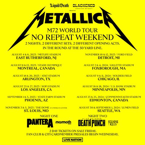 Pantera will tour with Metallica in the US in 2023. Tickets on sale Dec ...