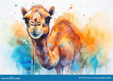 Watercolor Camel Watercolor Realistic Camel Desert Stock Illustration ...