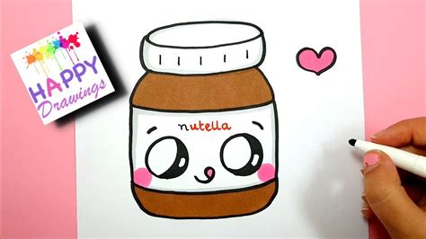 How To Draw A Nutella Cute And Easy Kawaii Food Drawing Nutella Food ...