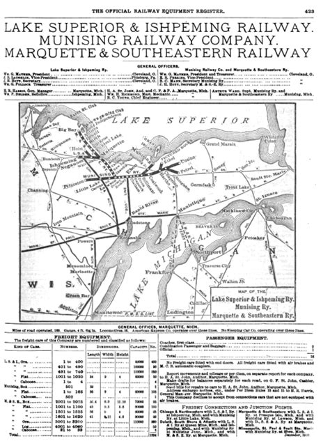 1910 Lake Superior and Ishpeming Railroad Map - Marquette County ...