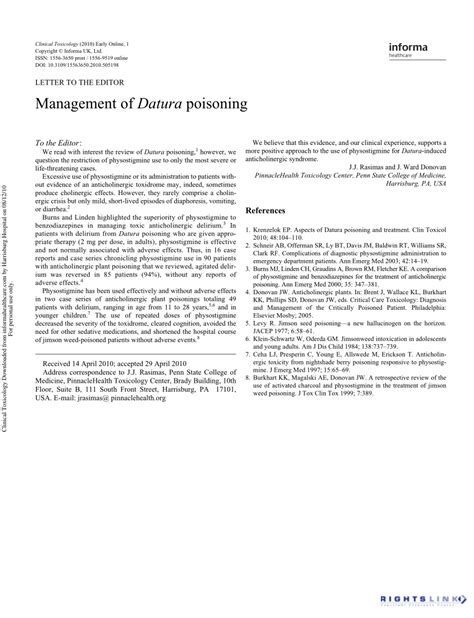 (PDF) Management of Datura poisoning