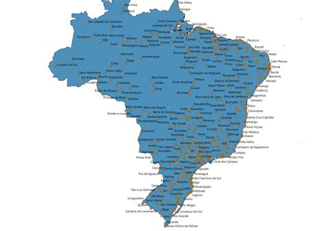 Map of Brazil With Cities SVG Vector - Cities Map