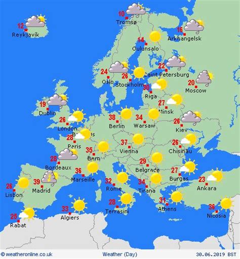 Europe Weather Forecast Map - Lynda Ronalda