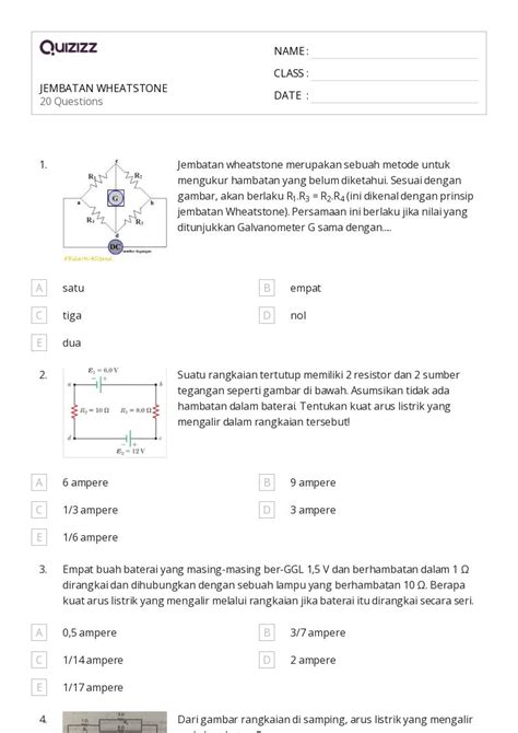 Mais de 50 planilhas resistivitas arus listrik dan hukum ohm no Quizizz ...