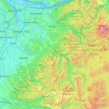 Clackamas County topographic map, elevation, terrain