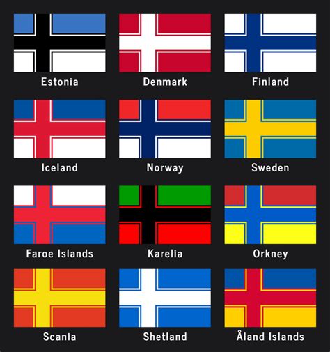 Various Nordic cross flags in the style of the unique Estonian cross ...