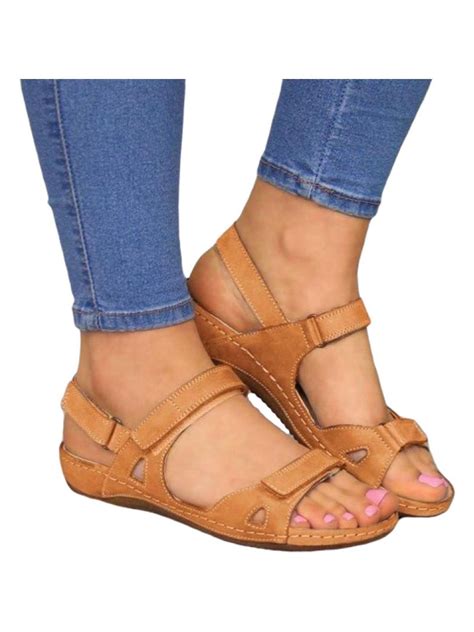 Women's Orthopedic Open Toe Leather Sandals, Pr emium Comfy Hook and ...