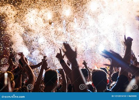 Portrait of Happy Crowd Enjoying at Music Festival Stock Photo - Image ...