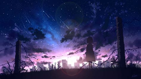 Download Anime Night Scenery Lonely Wallpaper | Wallpapers.com