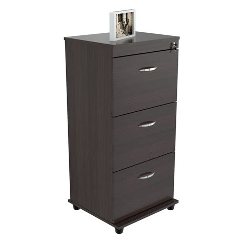 Inval 3 Drawer Vertical Wood Lockable Filing Cabinet, Espresso ...