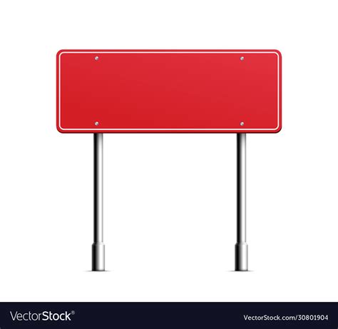 Red rectangle road sign with blank copy space Vector Image