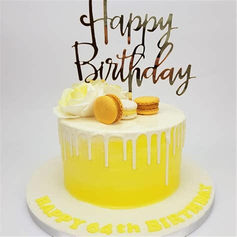 Yellow Happy Birthday Cake