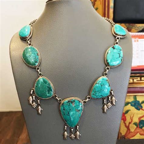 Old Antique Turquoise Handmade Sterling Silver Necklace