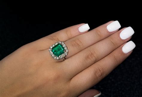 Vintage 7.31 Ct Colombian Emerald and Diamond Engagement Ring - Antique ...