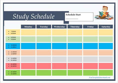 Study Schedule Template Excel