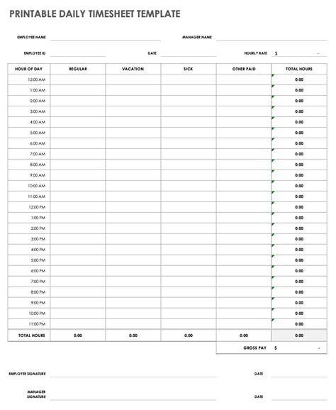 Printable Time Sheet