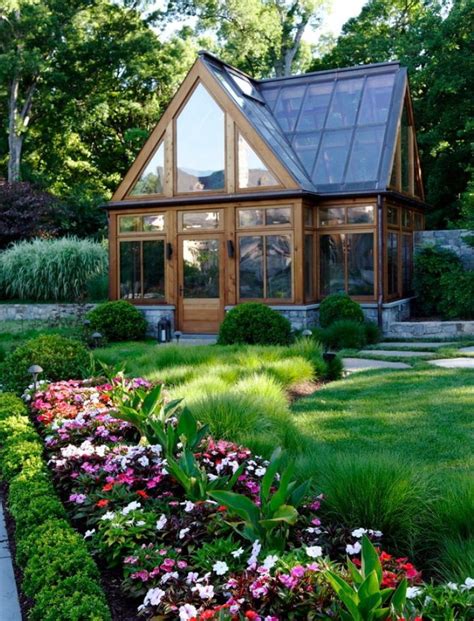 Gorgeous green house. | Garden landscape design, Traditional landscape ...