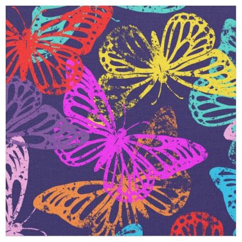 Multicolored Butterflies Pattern Fabric | Fabric patterns, Butterfly ...