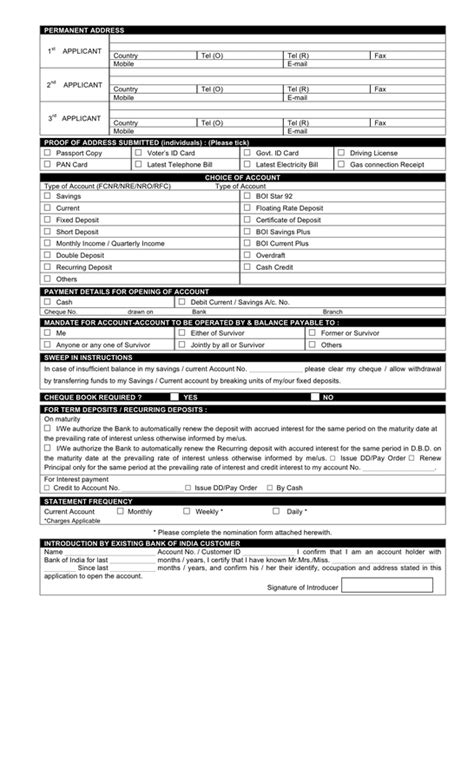 Bank account opening form template in Word and Pdf formats - page 2 of 9