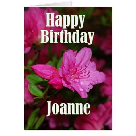 Joanne Pink Azalea Happy Birthday Greeting Card | Zazzle