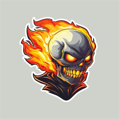 Premium Vector | Ghost rider skull on fire vector mascot