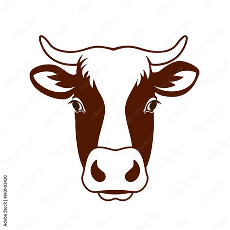 cow head farm / Vector image of a cow head design on white background ...