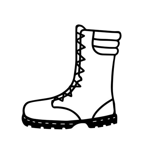 Military Combat Boots Drawing