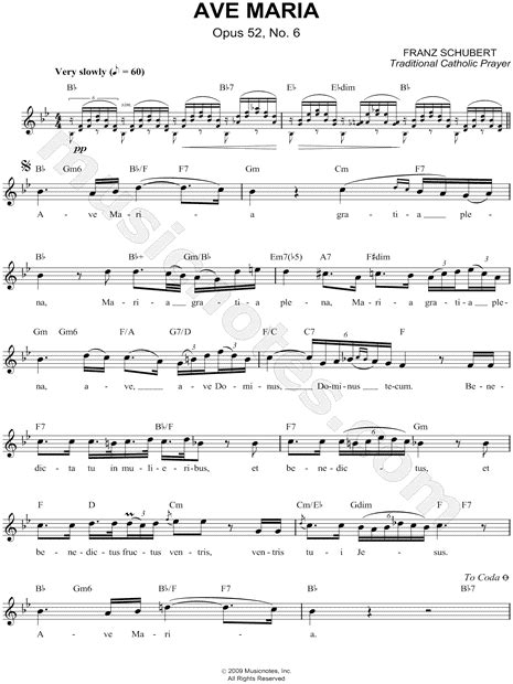 Franz Schubert "Ave Maria" Sheet Music (Leadsheet) in Bb Major ...