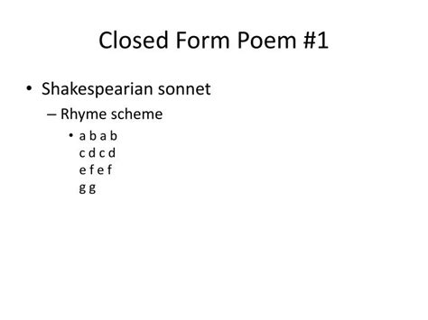 PPT - Closed Form Poems PowerPoint Presentation - ID:2227131