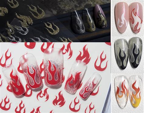 Flame Nail Art Stickers/nail Decals Acrylic Nail Art Supplies - Etsy