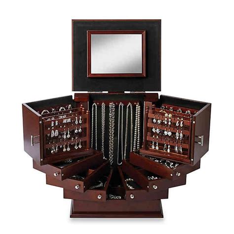 Lori Greiner® Deluxe Wood Jewelry Organizer in Walnut | Wood jewelry ...