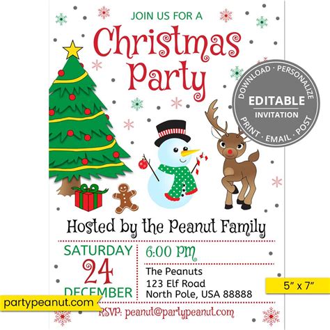 Christmas Party Invitation Holiday Invite - Party Peanut