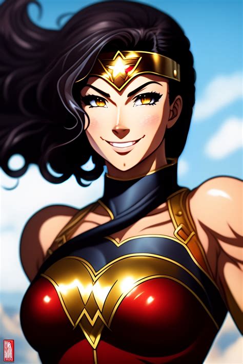 Lexica - Wonder Woman smilin, anime style, detailed