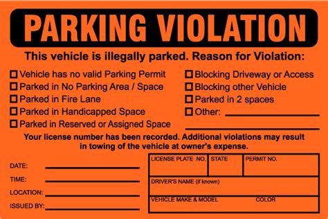 Printable Parking Violation Notice