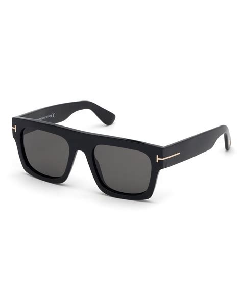 Tom Ford Men's Fausto Thick Plastic Sunglasses In Shiny Black/ Smoke ...