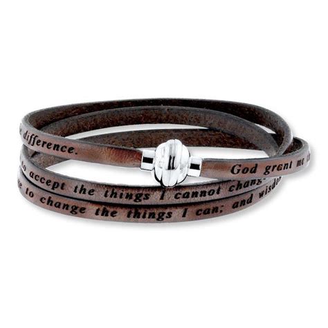 Serenity Prayer Bracelet Brown Leather Stainless Steel | Serenity ...