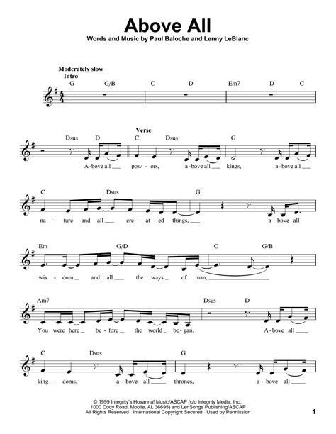 Above All (Pro Vocal) - Print Sheet Music Now