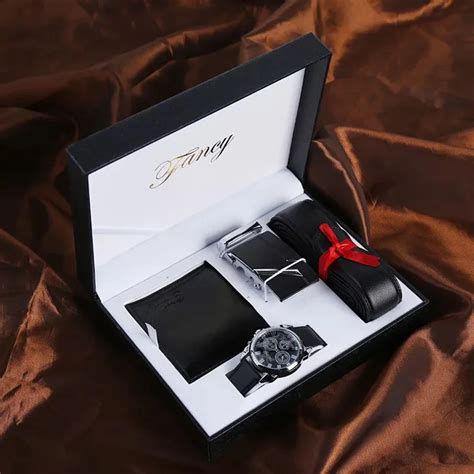 2018 Man Watch Gift Set With Box Leather Belt Men Wallets Watch Mens ...