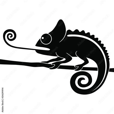 Icon chameleon. Flat symbol chameleon. Isolated black sign chameleon on ...