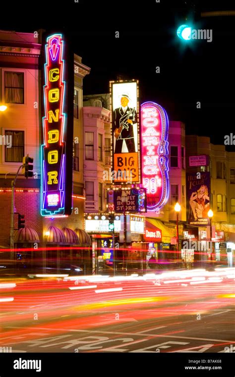 Broadway San Francisco at night USA Stock Photo - Alamy