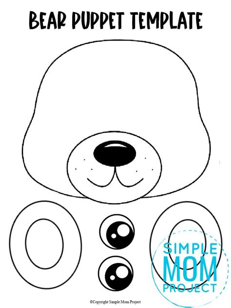 Free Printable Bear Paper Bag Puppet Template | Paper bag puppets ...